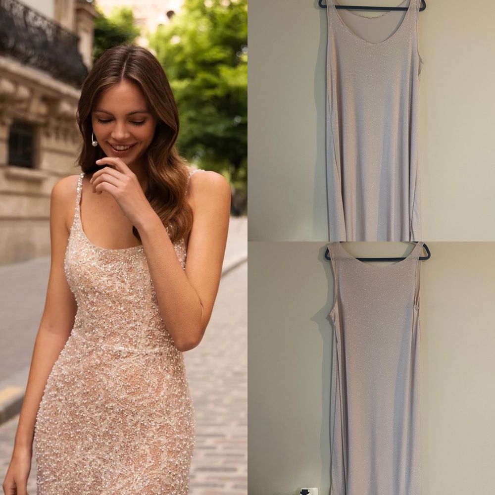 Vintage 90’s Champagne Sparkly Maxi Dress